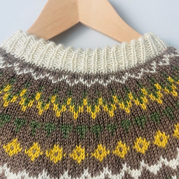 Vintage Handmade in Norway Wool Cardigan Fair Isle - Picture 10 of 14